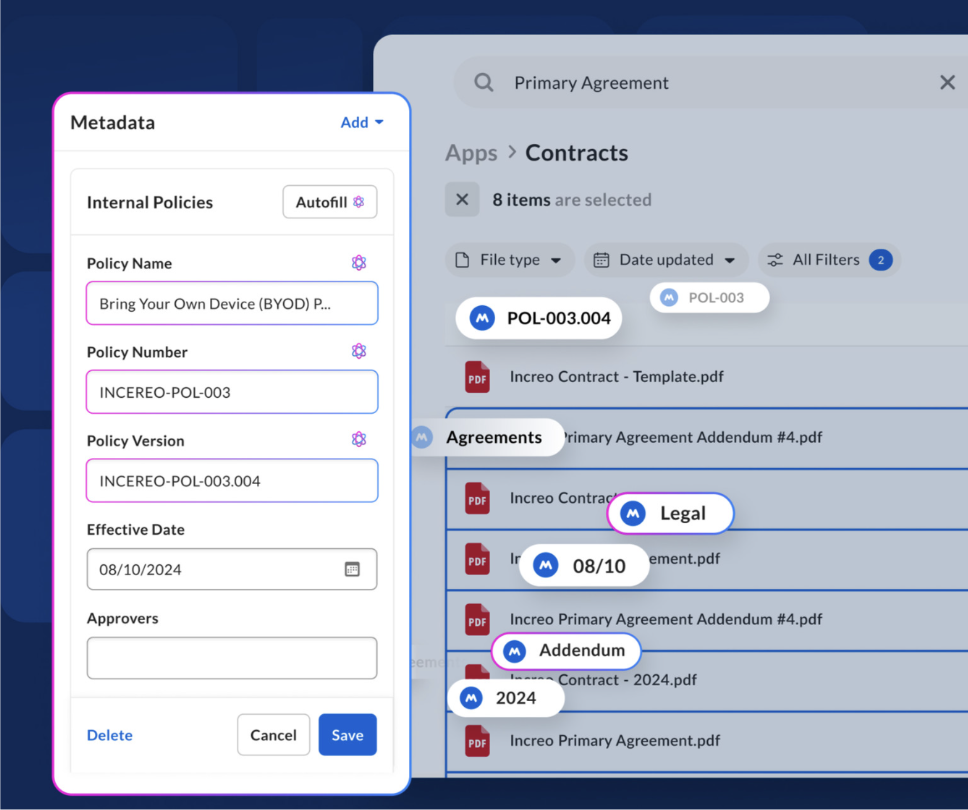 Box metadata extraction interface