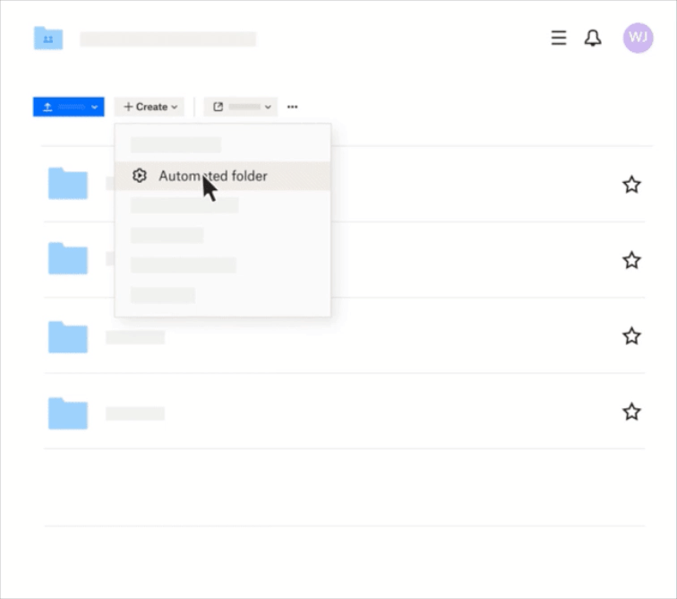 Dropbox folder automation interface